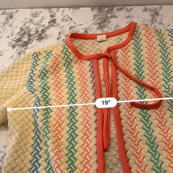 Vintage Multicolored Polyester Tie Front Shirt sleeve jacket size small - Picture 14 of 16